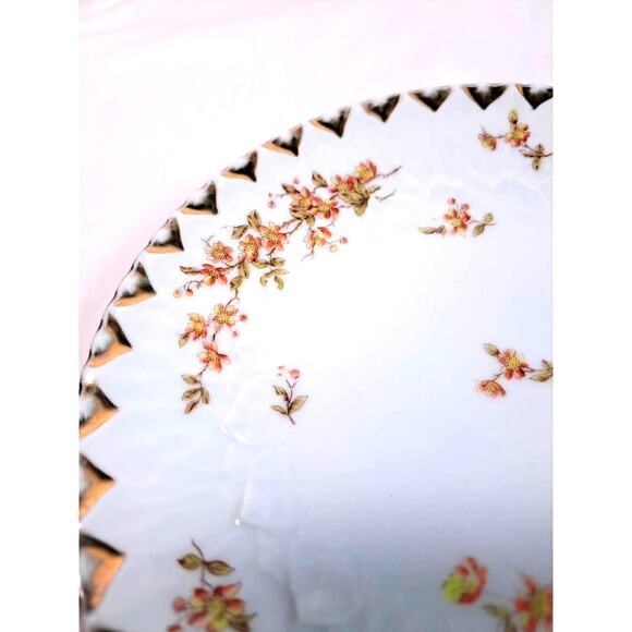 Vintage 1928-1932 Silesien Germany Porcelain Plate White Floral Gold Trim - Picture 4 of 9